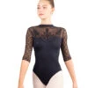 Ballet Rosa Chanel Embellished High Neck Leotard