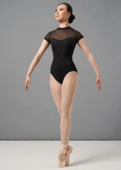 Mirella M5099LM Adult Chevron Rib High Neck Cap Sleeve Leotard