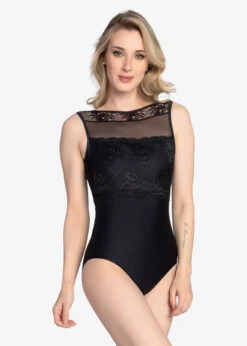 So Danca Sybille High Neck Mesh Tank Leotard