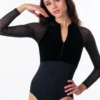 Suffolk Adult Velvet Zip Front 3/4 Sleeve Leotard